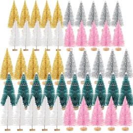 50pcs Mini Christmas Tree Artificial Christmas Tree Table Christmas Tree Small Miniature Fir Tree with Snow Effect Glitter Pink Gold White Silver Blue Christmas Decoration Christmas Table Decoration