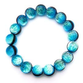 Gold Stone Hateruma Blue Firefly Glass 12mm Luminous Bracelet, Okinawa Souvenir, Hateruma Island