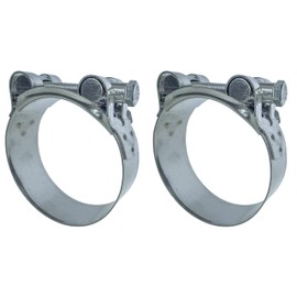 Bekelan T-Bolt Hose Clamps,60-63mm Heavy Duty Adjustable Tube Clamp, 304 Stainless Steel and Wide Band for Exhaust Tips 2.5 inch (2.36-2.48 inch, 2 pack)