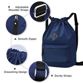 Drawstring Bags, Waterproof Gym Backpack Sports String Bag for Swimming Football Travel Beach Gymnastics Yoga Back Pack Large Nylon Sackpacks Bag for Women Men