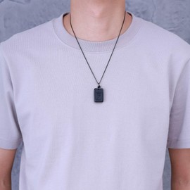 COAI Name Necklace with Letter Engraving, Obsidian, Obsidian