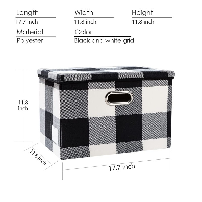 PRANDOM Large Collapsible Storage Bins with Lids [3-Pack] Fabric Foldable