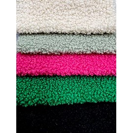 Polyester Mechanical Stretch Soft Faux Sherpa Fleece Fabric by The Yard/Bulk