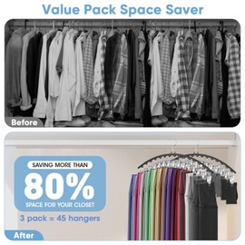 6 Pack Legging Organizer for Closet Hanging, Pants Hangers with 15 Clips Holds 45 Leggings, Shorts, Skirts, Jeans, Hats, Pants Hangers Space Saving Clothes Racks Closet Organizers and Storage, Black