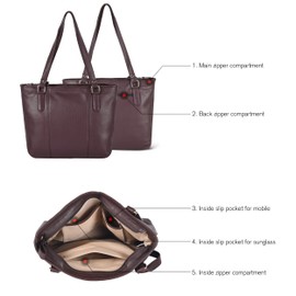 Leather Purse For Women - Real Leather Tote For Women - Ladies Shoulder Handbag For Work, Travel, Casual Use (Nappa Brown)
