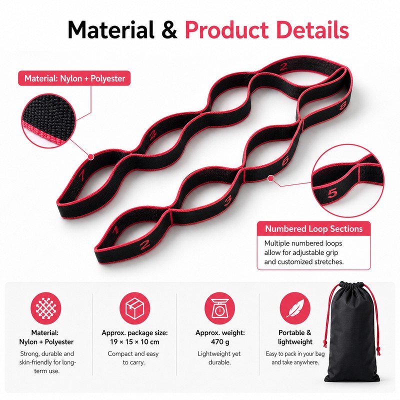Sectioned Resistance Band for Stretching & Pilates – Portable Elastic