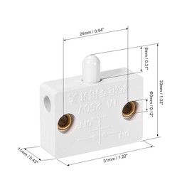 uxcell Wardrobe Door Light Switch Momentary Cabinet Closet Switch Normally Closed 110-250V 1A White 2 Pcs