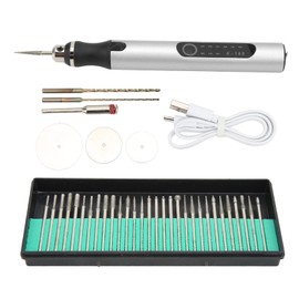 Electric Engraving Pen, Cutting and Polishing, DIY Drilling, Metal Carving Tool, DIY Engraving, DIY Tool, Wireless Charging, For Stone, Wood, PCB Circuit Boards, Plastic Eggs, Etc. (Silver)