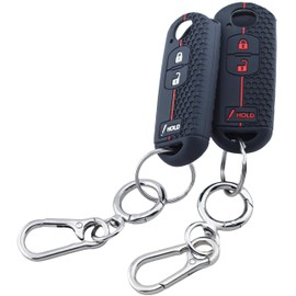 RUNZUIE 2Pcs Silicone Smart Key Fob for 2010-2019 Mazda 3 CX-3 CX-5 CX-7 CX-9 Key Fob Cover 3 Buttons (Black with Red/White)