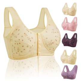 Daisy Bras for Older Women, Front Button Sleep Bra, Everyday Comfort (White, L)