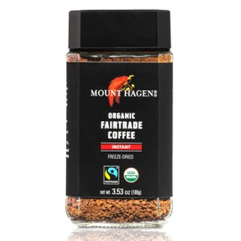 Mount Hagen 3.53oz Organic Freeze Dried Instant Coffee - 6 pack | Eco-friendly Coffee Made From Organic Medium Roast Arabica Beans | Fair-Trade Coffee Instant [6 x 3.53oz Jar]