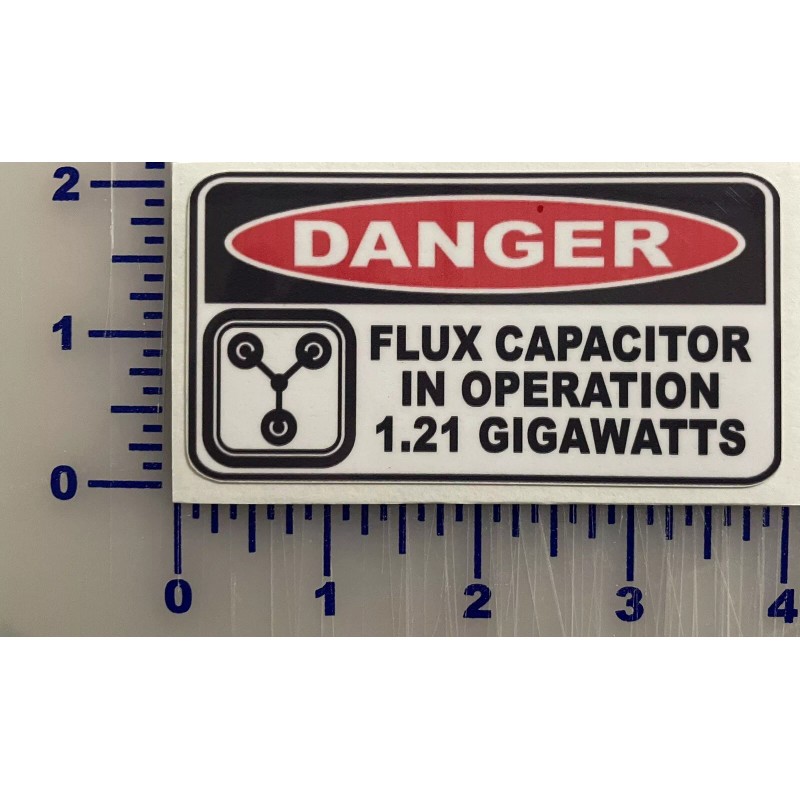 Egl DANGER FLUX CAPACITOR DECAL STICKER FUNNY NOVELTY WARNING STICKERS