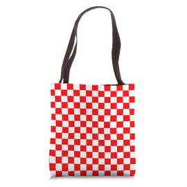 Checkerboard Checkered Checked Check Pattern Red White Tote Bag
