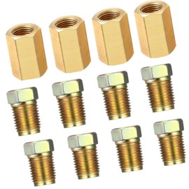 DACUAN Brake Line Fittings - 4 Metric 3/16 Brake Line Union+8 Nuts Fit for Inverted/Double Flares Brake Line Tube,Brake Line Kit Car Accessories for Brake System Maintenance(4 Unions, 8 Nuts)
