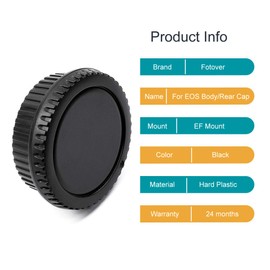 Fotover Kamera Gehäusedeckel Hinten Objektivdeckel Ersatz Set kompatibel mit Alle Canon EOS EF Mount DSLR Kameras 6D Mark II 5D Mark IV EOS 200D 60D 80D 70D 5Ds R 5D Mark III 600D,2 Sets