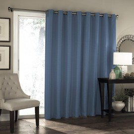 Eclipse Bryson 84" x 100" Tie Up Light Filtering Single Panel Drapes for Patio, Living Room and Bedroom, Indigo