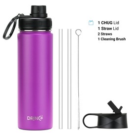 Drinco - Stainless Steel Water Bottle | Double Wall Vacuum Insulated | Perfect for Traveling with Spout Lid Leak Proof | Purple | BPA Free 18/8 Grade
