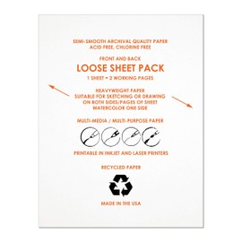 Design Ideation - Papel de acuarela para lápices, tinta, marcador y acuarela, ideal para arte, diseño y educación, paquete de hojas sueltas (8,5 x 11 pulgadas), Blanco, 21.59 cm x 27.94 cm, 25