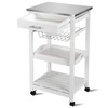 Giantex Kitchen Island Cart Rolling Kitchen Trolley with Stainless Steel