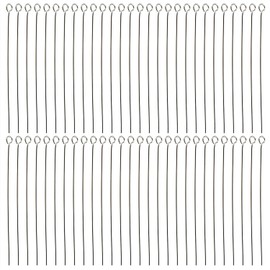 Shapenty 160PCS Mini Stainless Steel Open Eye Pin Head Eyepins for Earring Pendant Beading Jewelry Finding Making Christmas Charms Ornaments Gift Beaded Chain Connector DIY Craft Project (45mm)