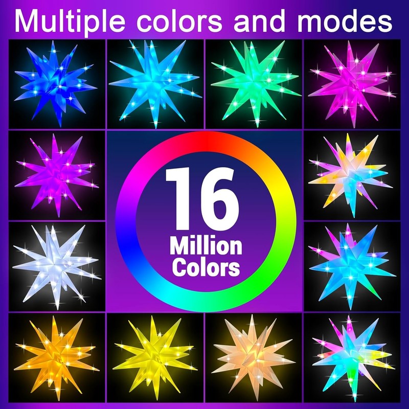 LeuKoles 3D Christmas Star Illuminated, 10 Inch Intelligent Illuminated Christmas