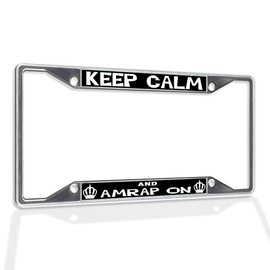 Fastasticdeals Metal Insert License Plate Frame Keep Calm and AMRAP on Workout Weatherproof Car Accessories Chrome 4 Holes Solid Insert