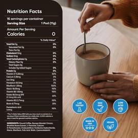 Krios Coffee Cápsulas De Café Brilliance, Mejoran La Energía Y La Concentración Con Vitaminas Esenciales, L-Teanina, Bacopa Monnieri Y Rhodiola Rosea,