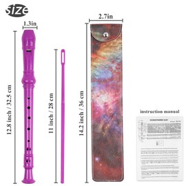 Lvkjafaz Recorder Instrument for Beginner Kids Adults,8-Hole Soprano Descant Recorder Music Flute with with Cleaning Rod & Leather Case For School Student Home Entertainment(2-Red Star Night)