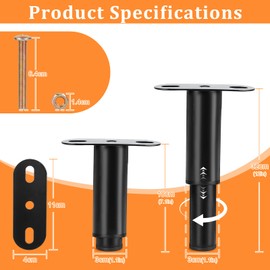 KYYLZ Set of 2 Furniture Feet, 18 cm - 32 cm, Retractable Bed Feet, Furniture Feet, Metal Support Foot for Bed, Middle Beam, Adjustable Furniture Feet for Furniture, Sofa, Bed, Cabinet, Cabinet, Bed