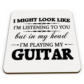 in My Head I'm Playing My Guitar Novelty Gift Coaster