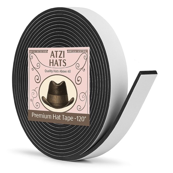 Atzi Hats Hat Tape Roll 120" (10 Feet) Black -