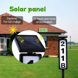 FORUP Solar Lighted House Address Numbers Sign, Solar Powered House Numbers Light, LED Illuminated Outdoor Address Plaque for Home Yard Garden House