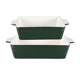 GreenGate Alice Casserole Dish Rectangular Set of 2 Ceramic Pinewood Green Baking Mould