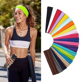 Tisoloow Headbands for Women Non Slip Elastic Sweat Hairbands Soft Fabric Hair Bands Workout Yoga Running Sport Thin Hair Wrap Hair Accessories 8 Pack d One Size