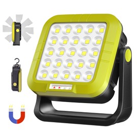 Masmejor Rechargeable Work Light,30W 1500LM Magnetic Led Work Light with 7 Modes 360°Portable Light Work for Emergency Outdoor Camping Garage