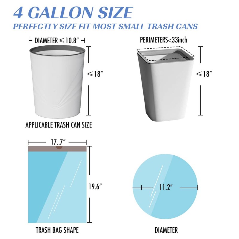 JOYEUX 4 Gallon Small Trash Bags, No-Tearing Drawstring Garbage Bags
