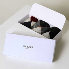 Hazzys (신세계센텀점)남성 화이트 배색 아가일 체크 장목 양말 3종 세트 HJSS5E017WT (Sinsae Centum) Men's White Color Block Argyle Check Crew Socks 3-Pack HJSS5E017WT