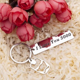 HOKIAMCN I Love You 3000 Keychain for Boyfriend Girlfriend Gift Dad Father Mother Girly Comic Movie Inspired Gift Fan Gift Couples Keychain for Husband Wife Son Daught Birthday