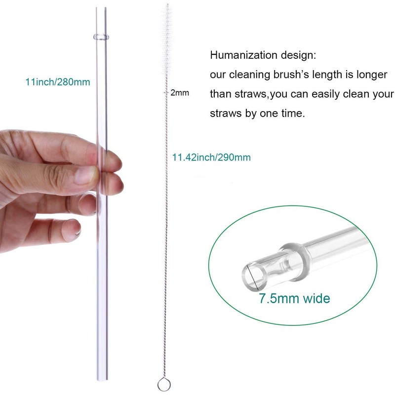 DAKOUFISH 11" Long Clear Reusable Tritan Plastic Replacement Drinking Straws