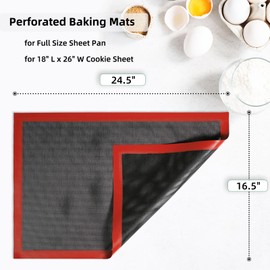 Amyandone Perforated Silicone Baking Mat for Full Size Sheet Pan, Non-Stick Eclair Baking Mat for 18x26 Commercial Pan, Reusable Cookie Sheet Liner for Commercial Oven Use 1 PCS