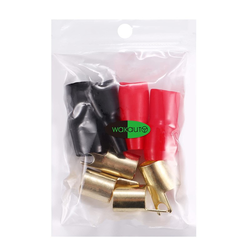 2 Pairs Copper Gold Plated 0 Gauge Spade Terminal Crimp