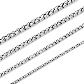 HSWYFCJY Mens Necklace Silver Round Box Chain Width 2 mm 316L Stainless Steel Rolo Chain Necklace Length 60 cm Birthday/Holiday Jewellery Gifts for Women Men