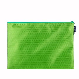 Pack of 3 Document Wallets Waterproof Document Folder with Zip Zip File Pockets for File Paper Documents Cosmetics Homework Travel Utensils, Green, A5 (24 x 18 cm)
