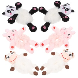 Gatuida 6 Pcs Plush Cartoon Animal Hair Ties for Girls Furry Elastic Scrunchies Soft Plush Hair Accessories for Boys and Girls and Women Cute Animal Design for Ponytails and Braids