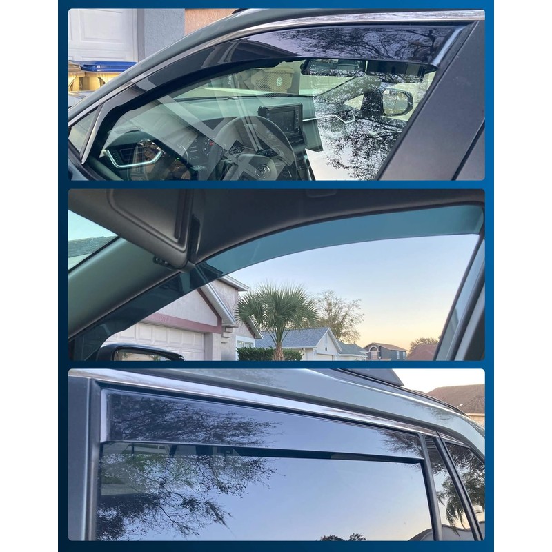 CXZHAZD Shatterproof in-Channel Rain Guards for Toyota RAV4 2020-2025, Clip-on