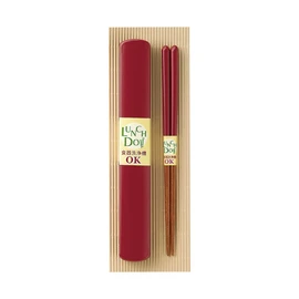 Ishida 65002-1 Chopsticks Case & Chopsticks Set, Ranched Do Half Combination Red [65002-1] Dishwasher Safe
