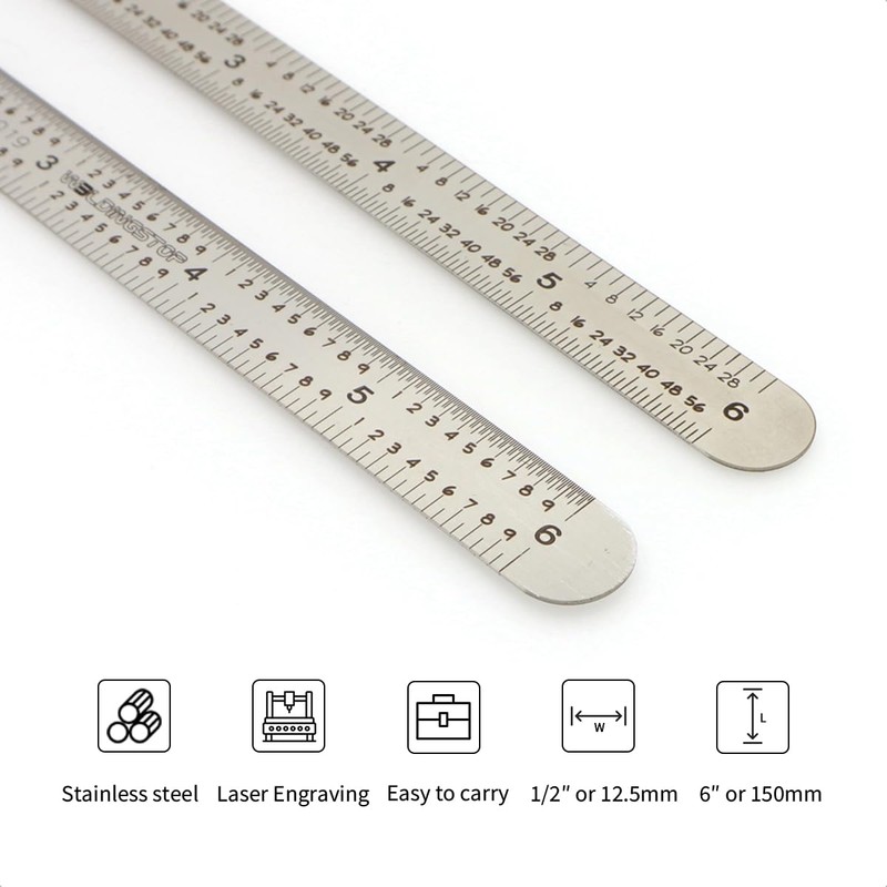 6 in Machinist Ruler Scale 5R 10ths 1/100 1/32 1/64