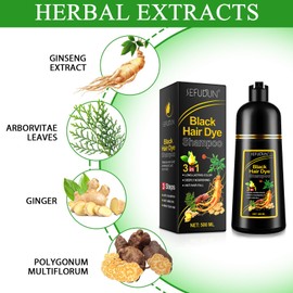 ZIXAOK Black Hair Dye Shampoo 3 in 1, Shampoo for Color Treated Hair 100% Gray Coverage for Women & Men, Instant Champu Para Canas 16.9 fl.oz