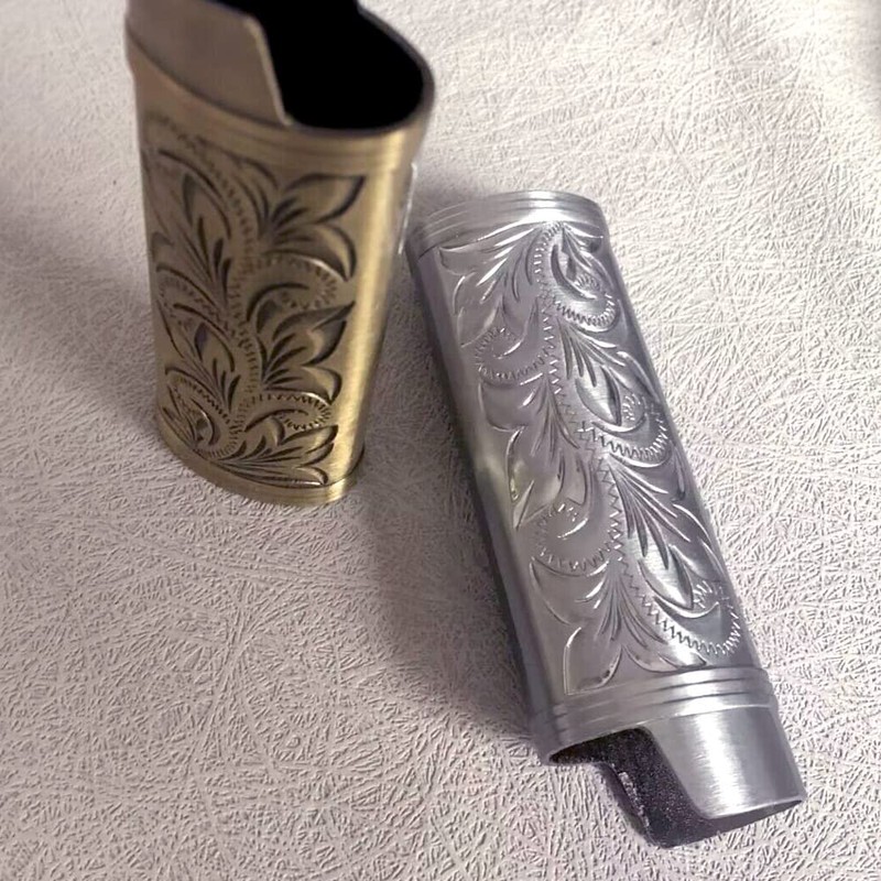 HUMWE 2 Pack Vintage Metal Lighter Case Cover Front Floral