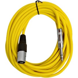 Seismic Audio - SATRXL-M25Yellow - 25 Foot Yellow XLR Male to 1/4 Inch TRS Patch Cable Snake Cords - Balanced
